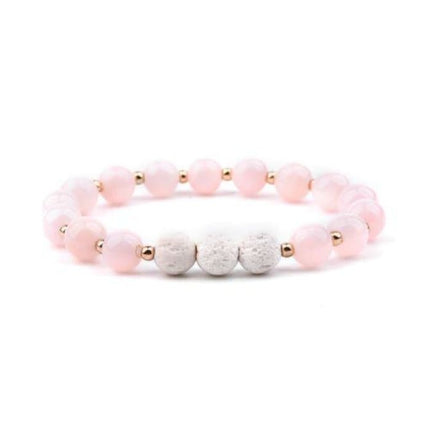 Lava Stone Essential Oil Bracelet - Pink and White 3-0