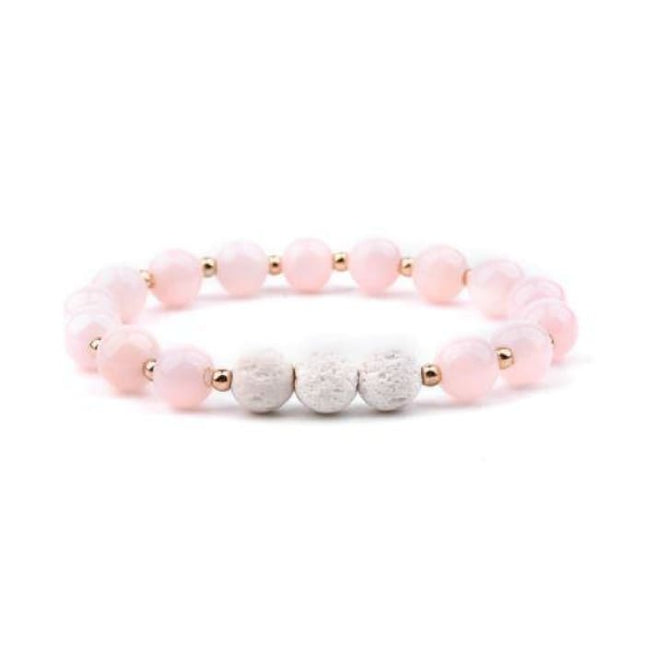 Lava Stone Essential Oil Bracelet - Pink and White 3-0