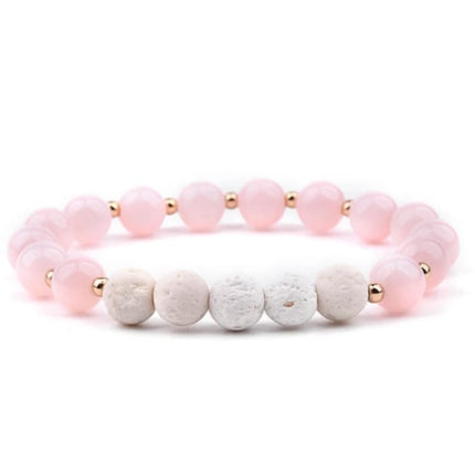 Lava Stone Essential Oil Bracelet - Pink and White-0