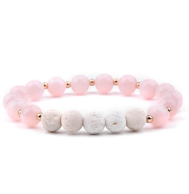 Lava Stone Essential Oil Bracelet - Pink and White-0
