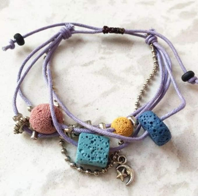 Lava Stone Essential Oil Bracelet - Purple Lava Charms-0