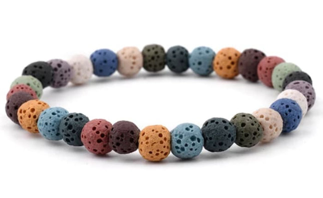 Lava Stone Essential Oil Bracelet - Rainbow Lava Stone-0