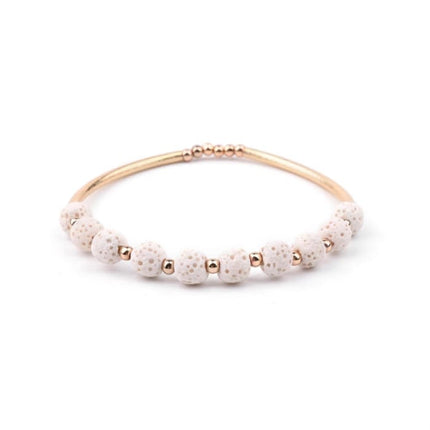 Lava Stone Essential Oil Bracelet - White Lava Stone and Gold-0