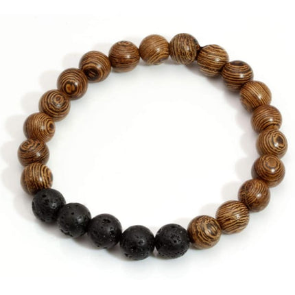 Lava Stone Essential Oil Bracelet - Wood Beads 5-1