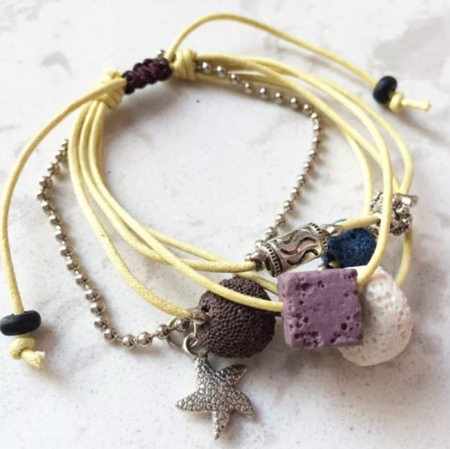 Lava Stone Essential Oil Bracelet - Yellow Lava Charms-0