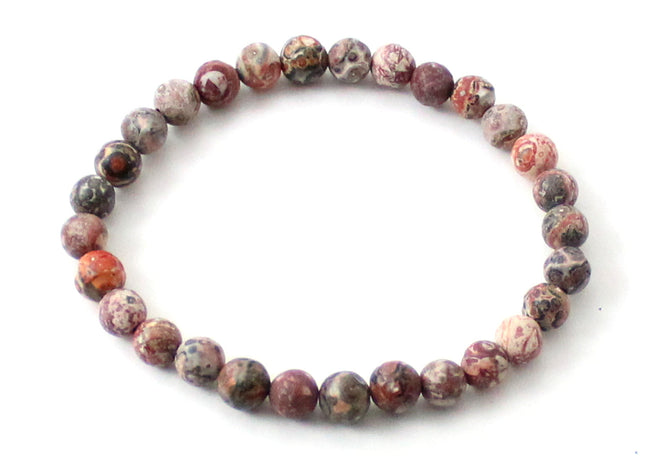 Stretch Bracelet With Leopardskin Jasper Pink Gemstones-0