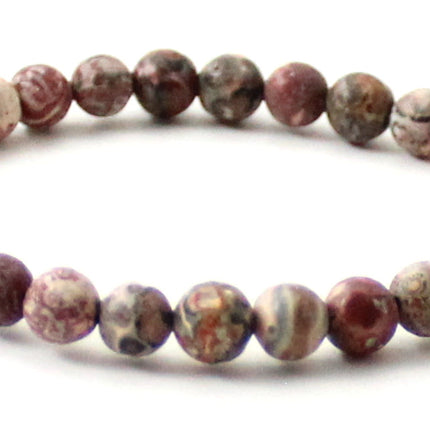 Stretch Bracelet With Leopardskin Jasper Pink Gemstones-3