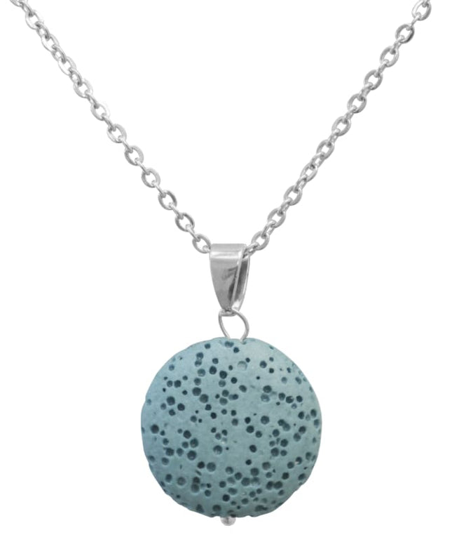Light Blue Lava Stone Essential Oil Necklace-0