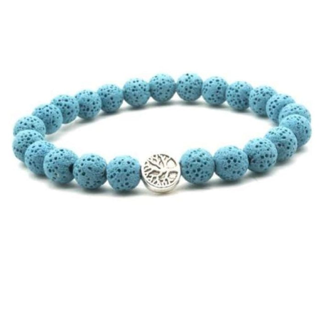 Light Blue Lava Stone Tree of Life Essential Oil Bracelet-0