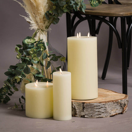 Luxury Natural Glow 6 x 6 Real Wax LED Cream Candle