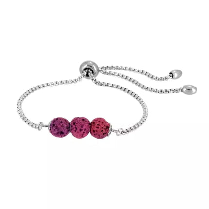 Magenta Triple Lava Stone Charm Bracelet-0