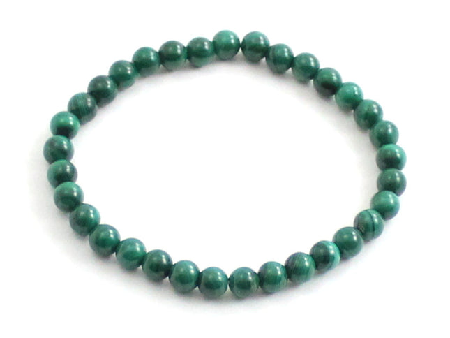 Stretch Bracelet With Green Malachite Gemstones-0