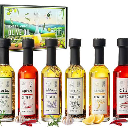 Olive Oil Gourmet Sampler Gift Set of 6 - Premium Extra-Virgin Blend Olive Oil Made In Spain, Natural Flavors Include Herbs, Chili, Spice, Rosemary, Tuscan & Lemon - Gifts for Her, Him-4