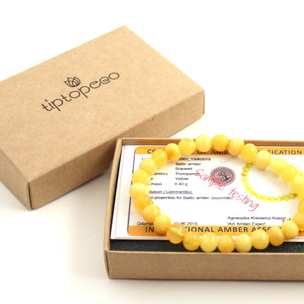 Amber Yellow Milky Stretch Adult Bracelet-1