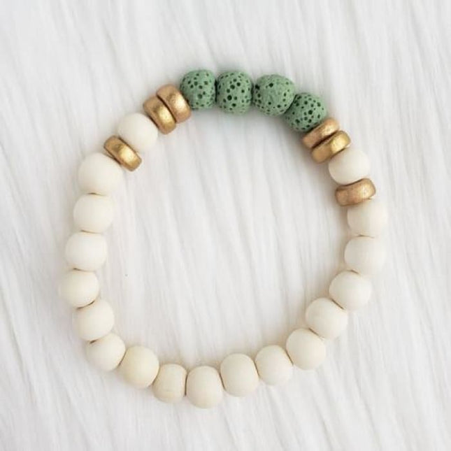 Mint Green & White Lava Stone Bracelet-0