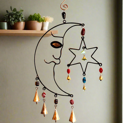Celestial Moon Chime with  Beads-0