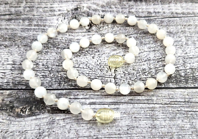 Moonstone Gemstone Knotted White Necklace-0