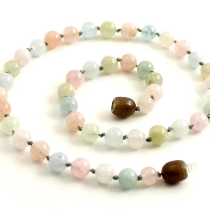 Morganite Gemstone Knotted Multicolor Necklace-0