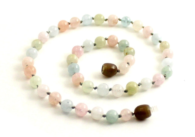 Morganite Gemstone Knotted Multicolor Necklace-0