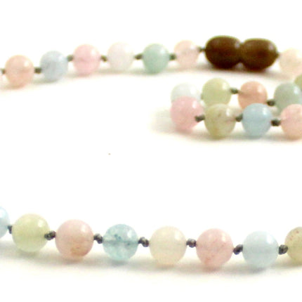 Morganite Gemstone Knotted Multicolor Necklace-2