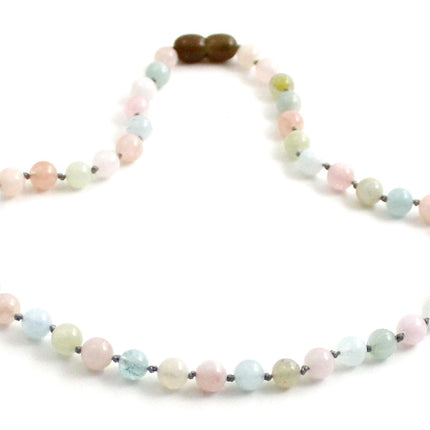 Morganite Gemstone Knotted Multicolor Necklace-3