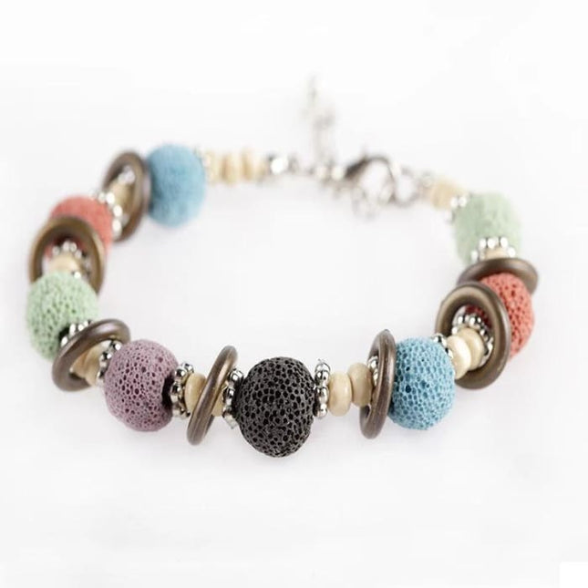 Multi Color Lava Stone Bracelet 2-0