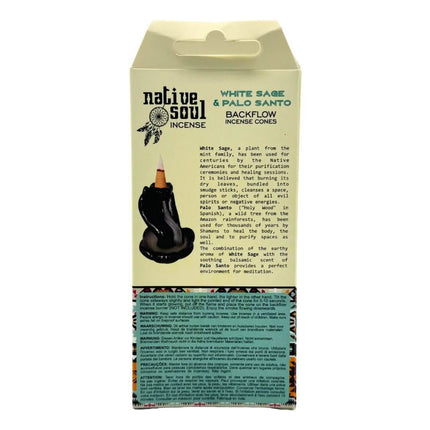 Native Soul Jumbo Backflow Cones - White Sage & Palo Santo