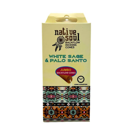 Native Soul Jumbo Backflow Cones - White Sage & Palo Santo