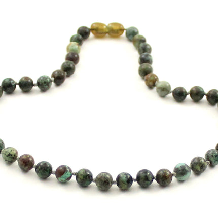 African Turquoise Gemstone Green Knotted Necklace-2