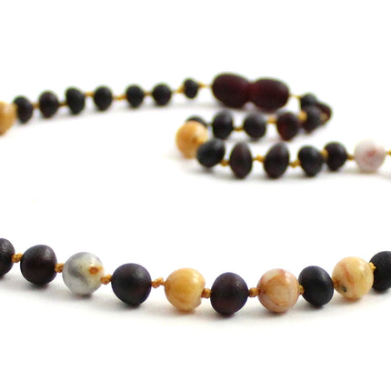 Amber Cherry Raw and Crazy Agate Necklace-3