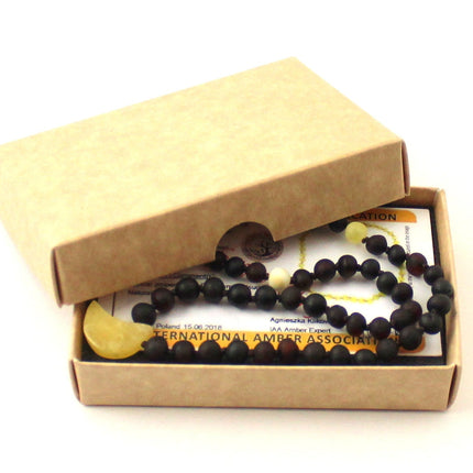 Amber Raw Cherry Necklace with Moon Shape Pendant-1