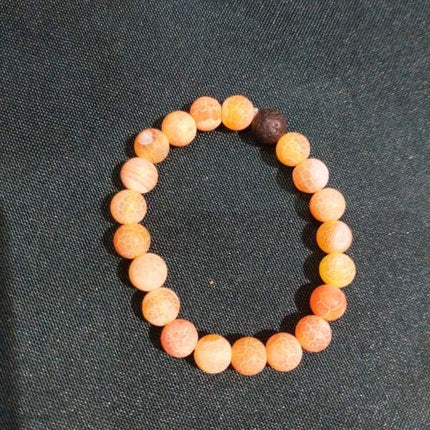 Neon Orange Lava Stone Bracelet-1