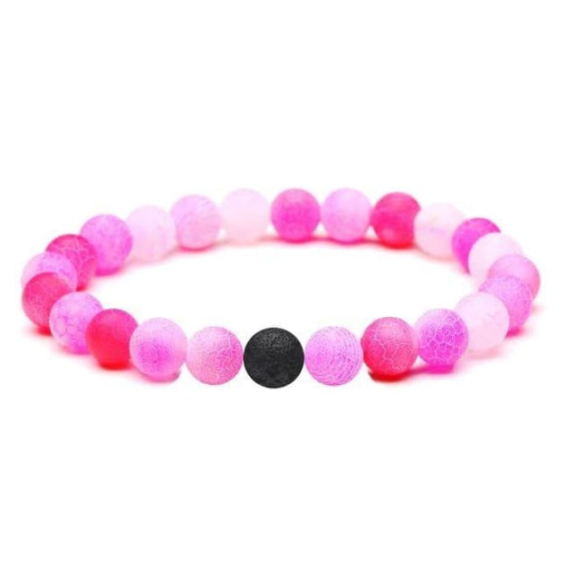Neon Pink Lava Stone Bracelet-0