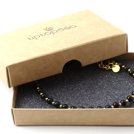 Obsidian Golden Sheen Minimalist Anklet With Silver-1