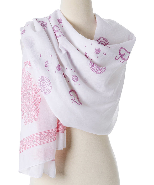 OM Shanti paisley design hand block printed cotton shawl-0