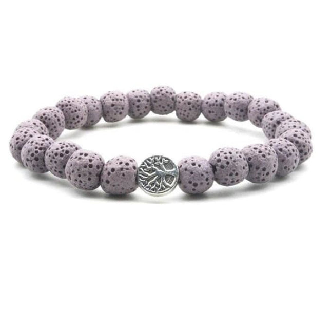 Pastel Purple Lava Stone Tree of Life Essential Oil Bracelet-0