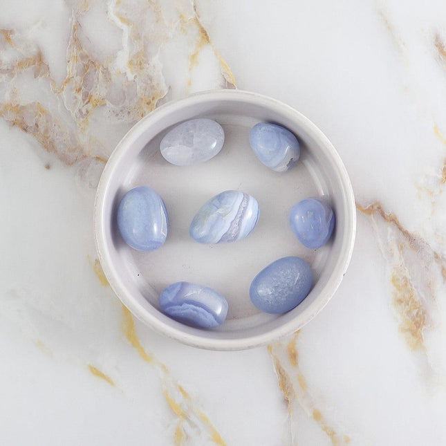 Blue lace Chalcedony tumbled stone-0