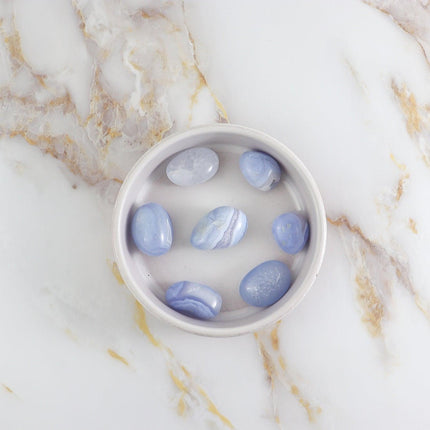 Blue lace Chalcedony tumbled stone-2