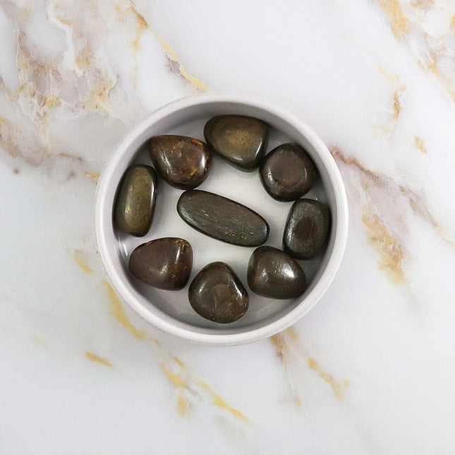 Bronzite tumbled stone-0