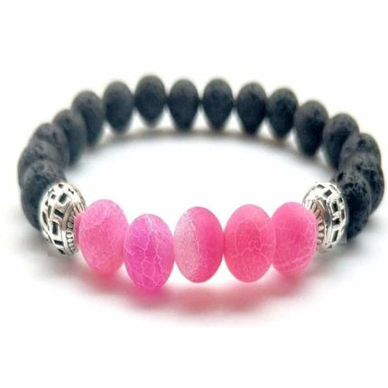 Pink Lava Stone Essential Oil Bracelet-0