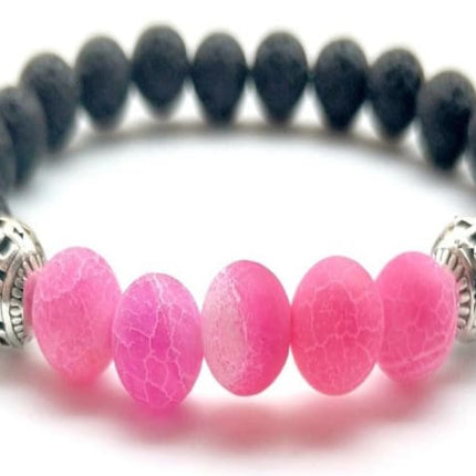 Pink Lava Stone Essential Oil Bracelet-1