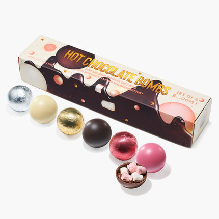 Hot Chocolate Bombs - Set of 6-3 Flavors of White, Fudge Brownie, Strawberry Chocolates - Delicious Cocoa Bombs Filled with Marshmallows - Classic Bomb Gift Set, Melting Marshmallow Delicious Gifts-4