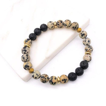 Polka Dotted Lava Stone Bracelet-0