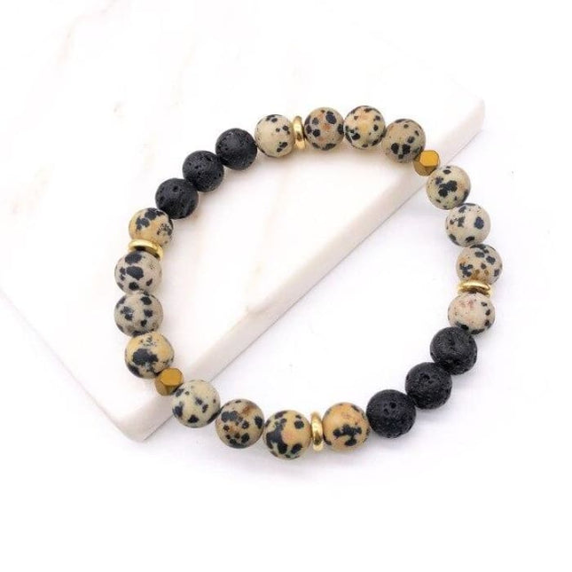Polka Dotted Lava Stone Bracelet-0