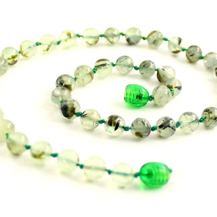 Prehnite Gemstone Knotted Light Green Necklace-0