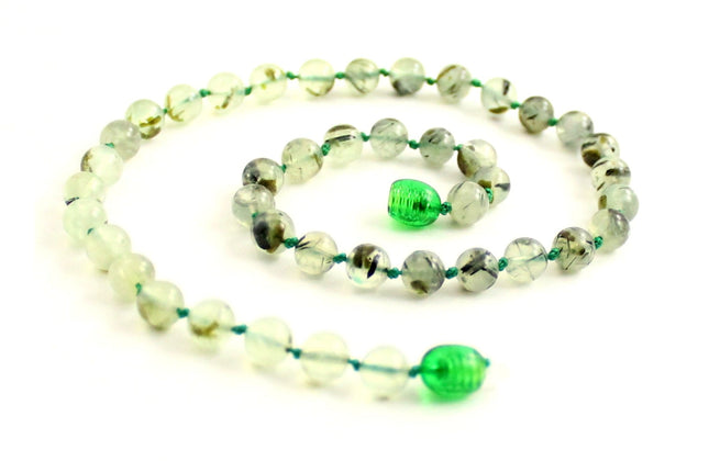 Prehnite Gemstone Knotted Light Green Necklace-0