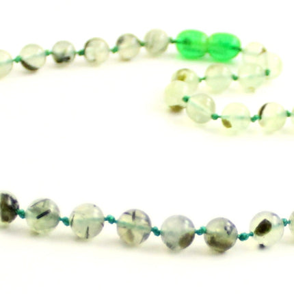 Prehnite Gemstone Knotted Light Green Necklace-2