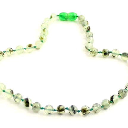 Prehnite Gemstone Knotted Light Green Necklace-3