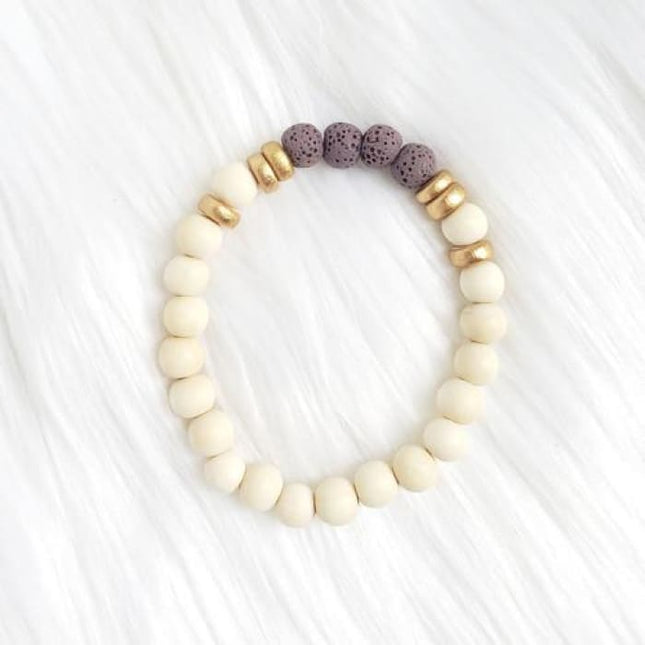 Purple & White Lava Stone Bracelet-0
