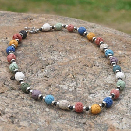 Rainbow Lava Stone Essential Oil Necklace-1